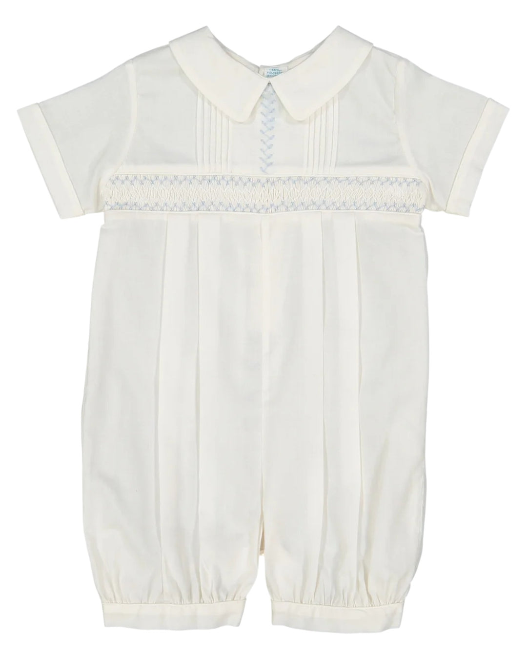 White baby romper with a collar on a white background
