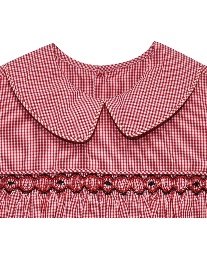 Red and white checkered collar with scalloped edge on a white background