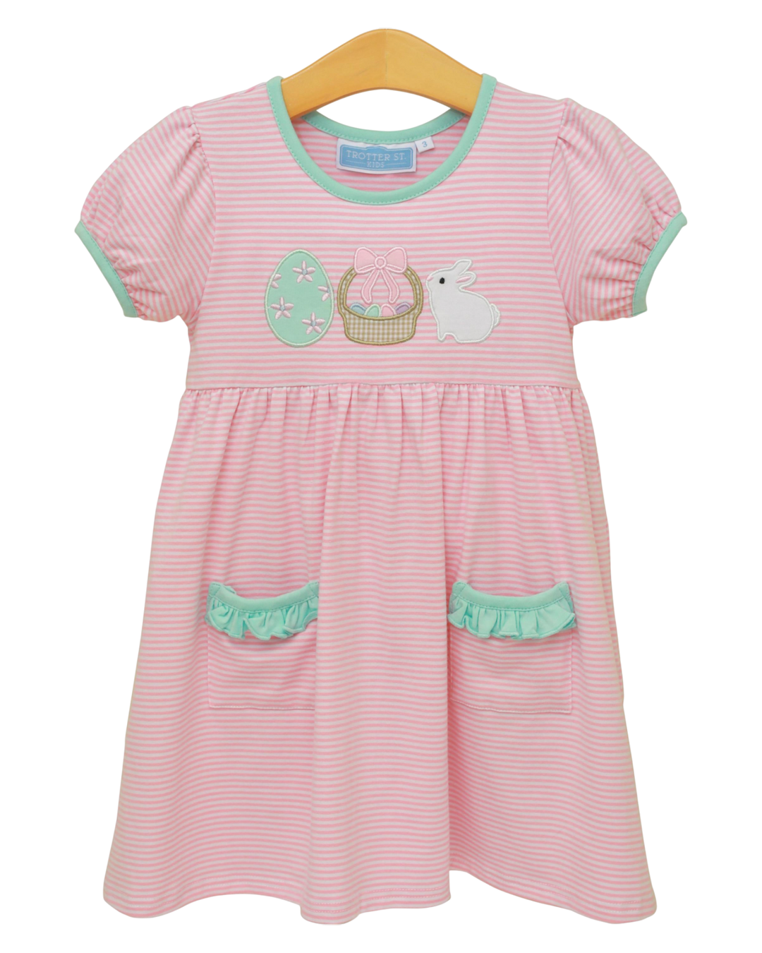 Bunnies & Baskets Pink Stripe Dress, that store, front