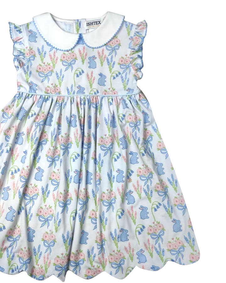 Bunny Blue Scallop Angel Wing Dress, That Store, close