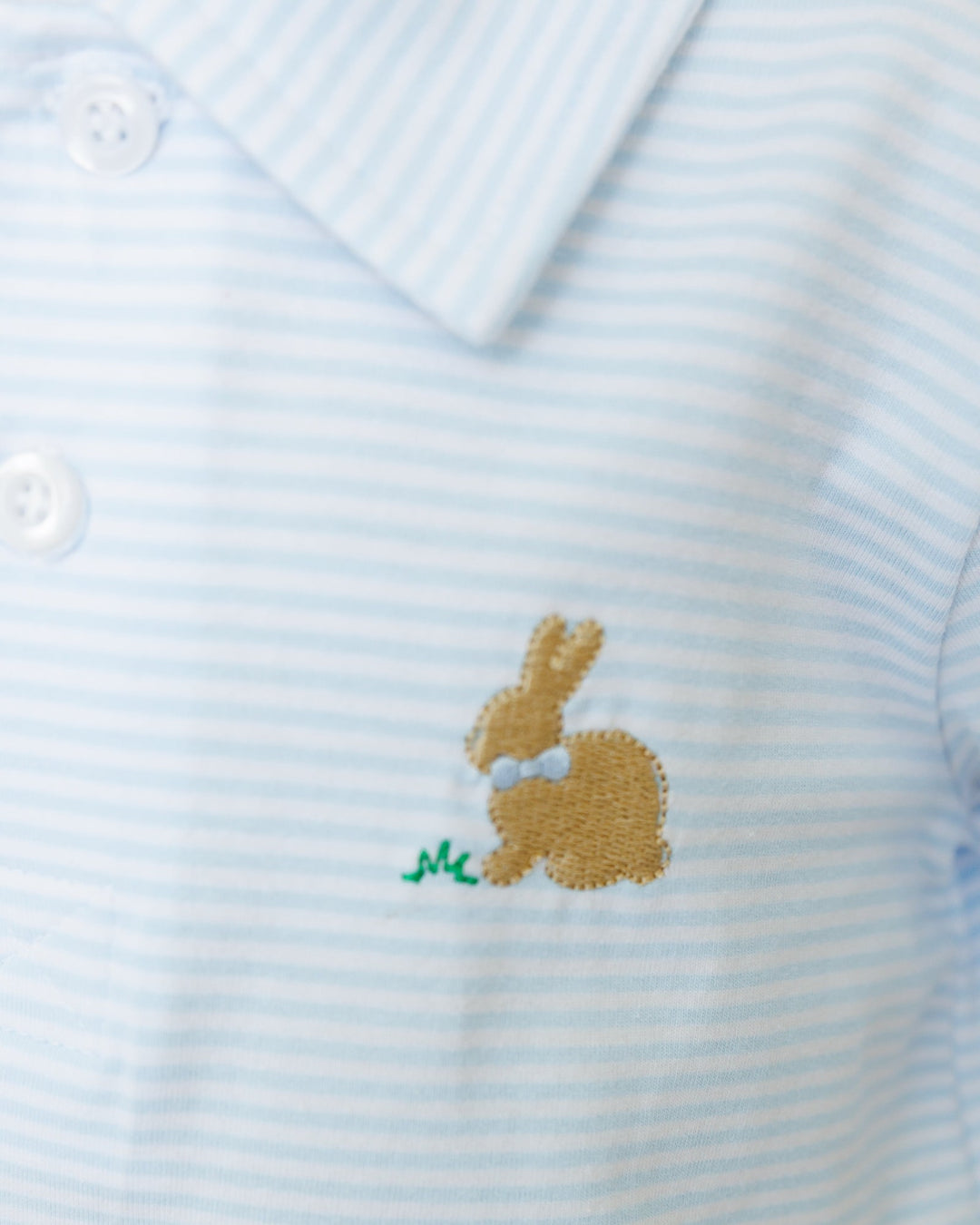 Bunny Embroidered Blue Stripe Polo