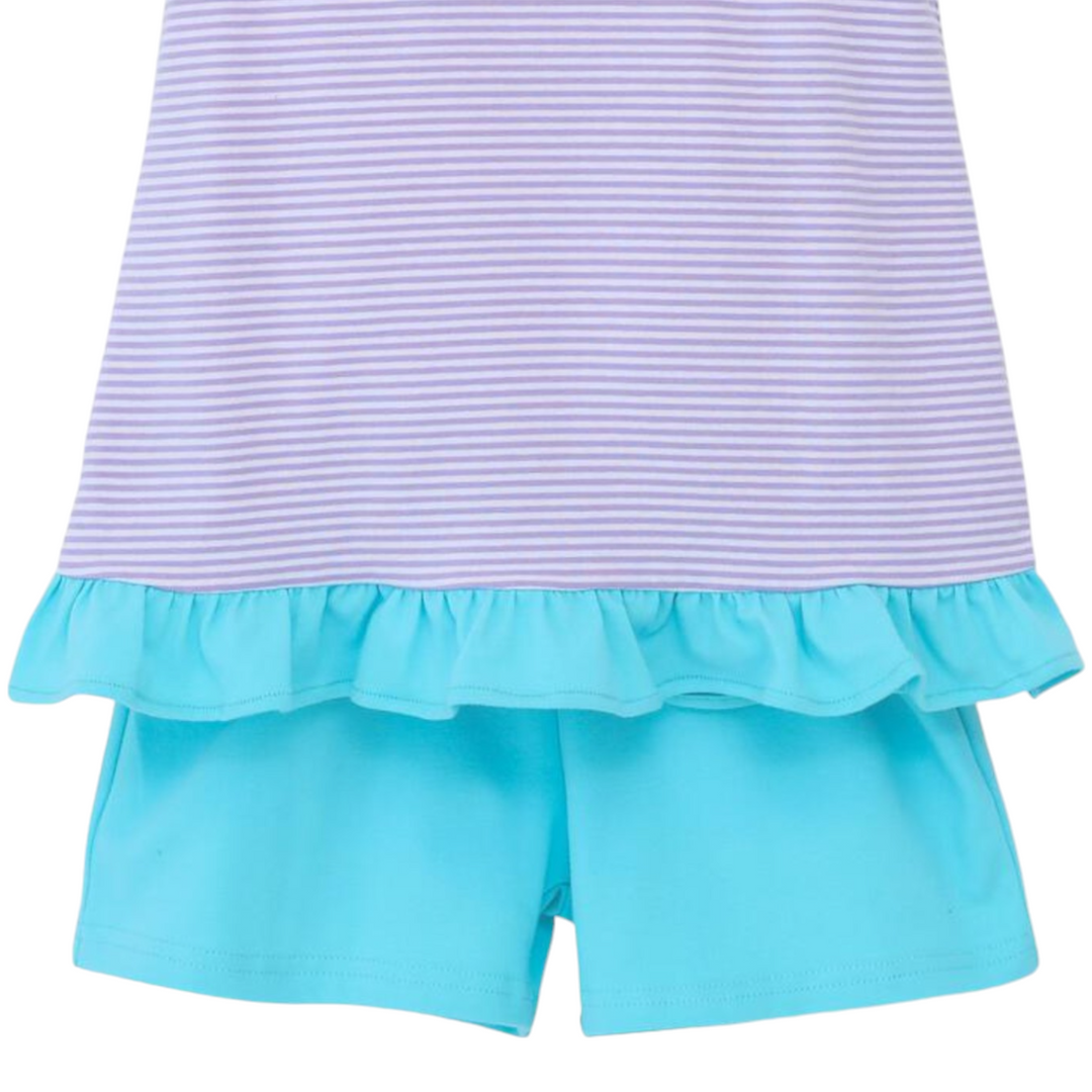 Mary Margaret Short Set- Lavender Stripe & Aqua, shorts