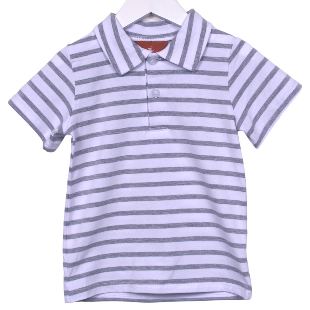 Bennett Grey Stripe Polo, front