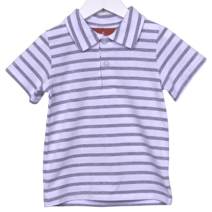 Bennett Grey Stripe Polo, front