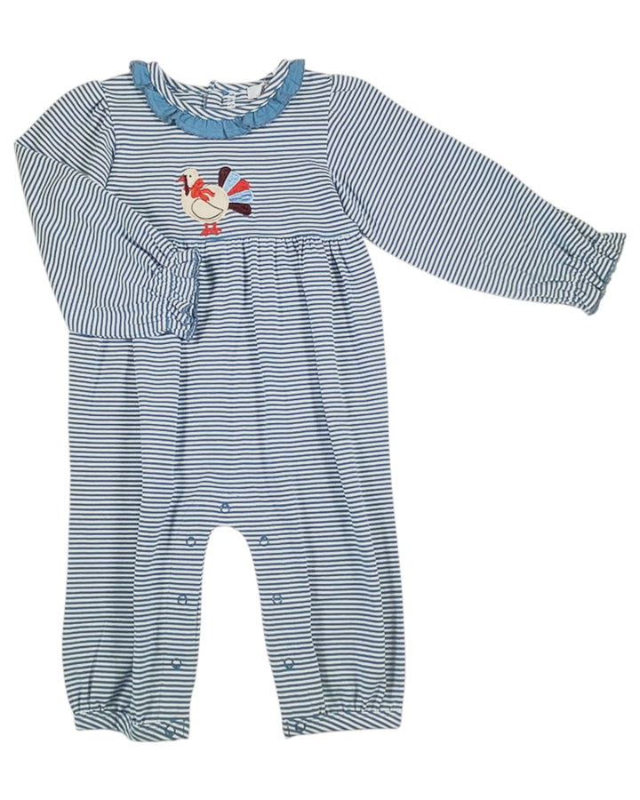 Turkey Girls Blue Stripe Ruffle Romper