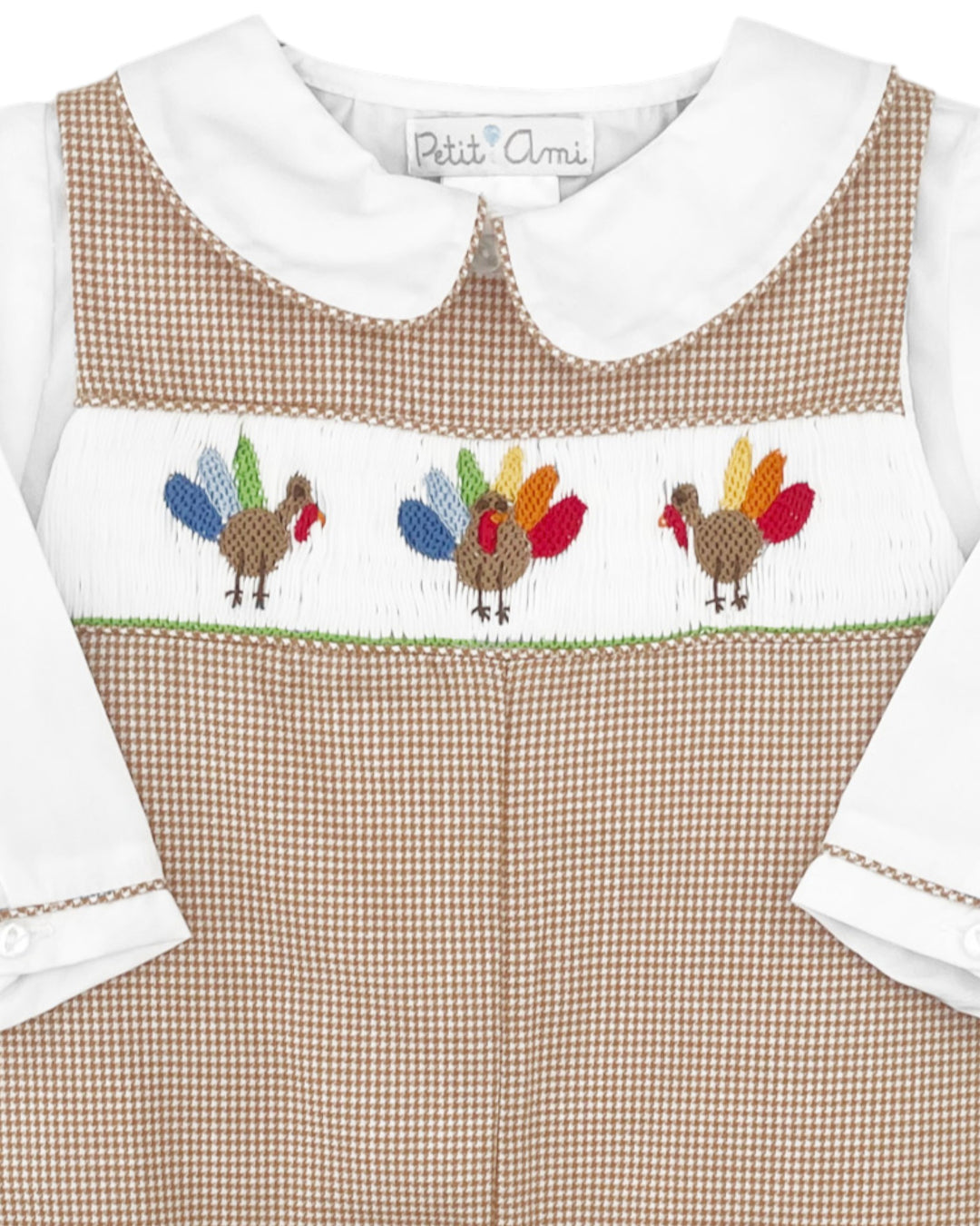Smocked Turkeys Brown Check Boys Longall