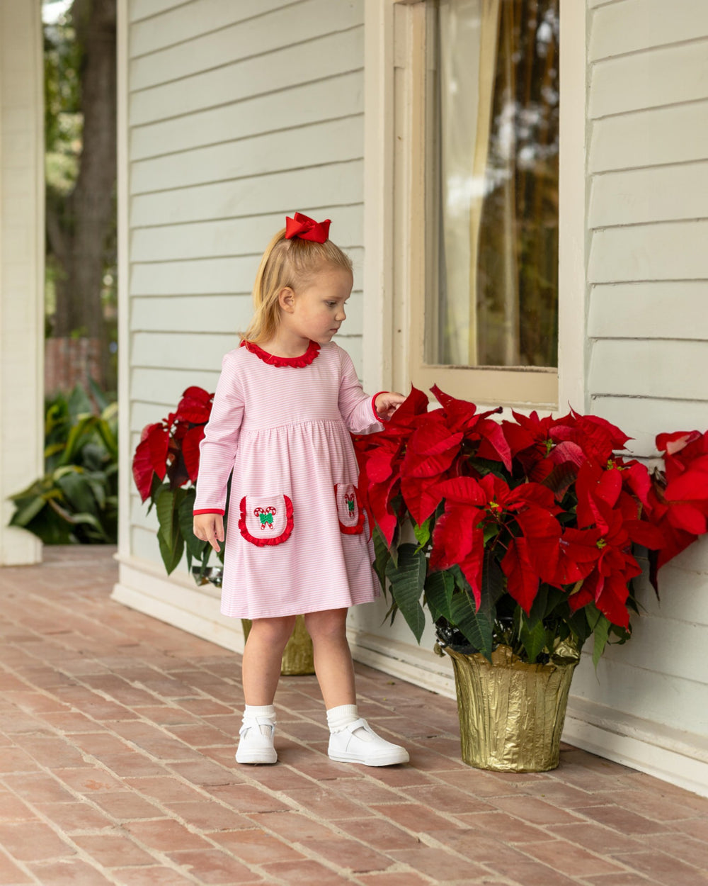 Candy Cane Embroidery Pink Stripe Dress, That Store, child