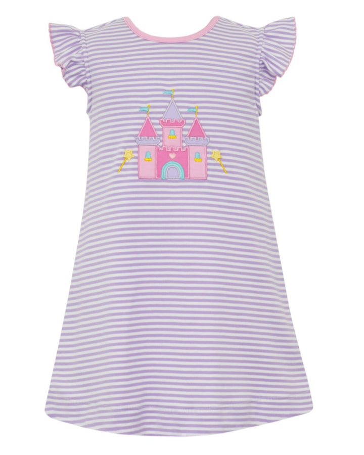 Castle Applique Lavender Stripe Dress, That Store, front