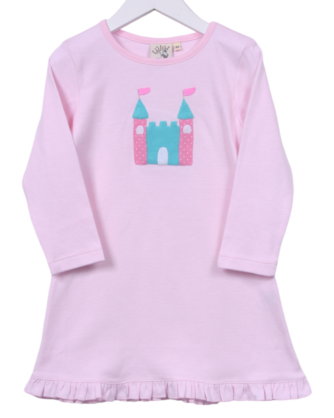 Castle Felt Applique Pink Stripe Ruffle Dress, Shop That Store