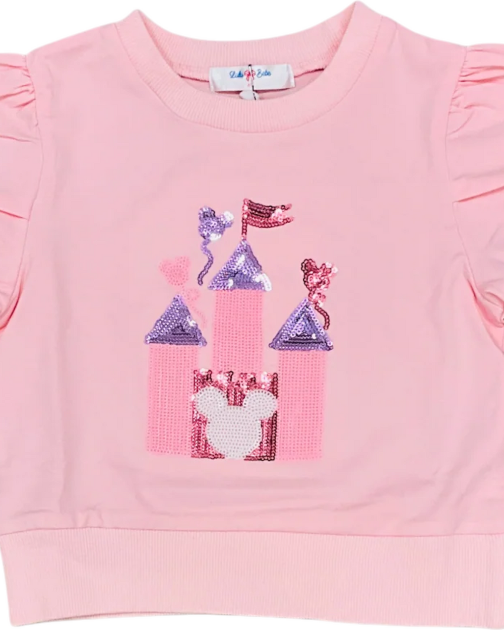 Castle Sequin Pink Puff Girls Shirt, Shop That Store, close up