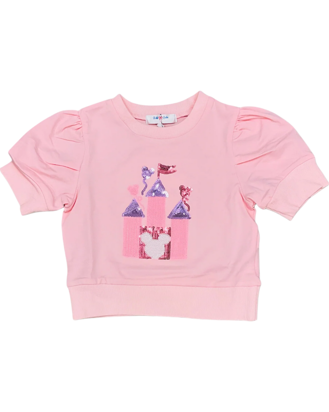 Castle Sequin Pink Puff Girls Shirt, Shop That Store, front