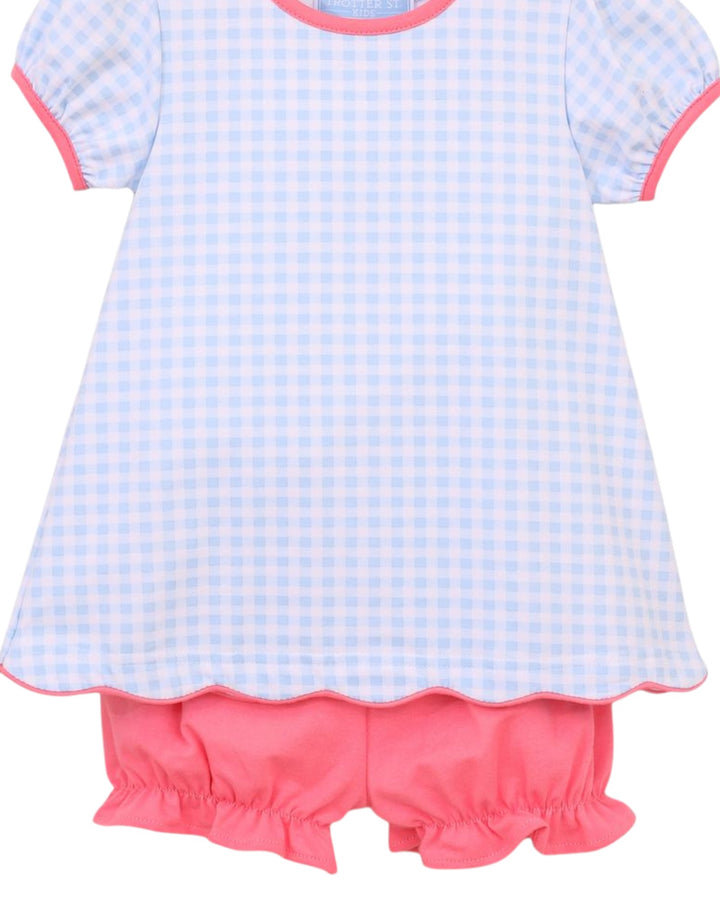 Cecilia Girls Bloomer Set- Light Blue Gingham/Pink, That Store, bottom