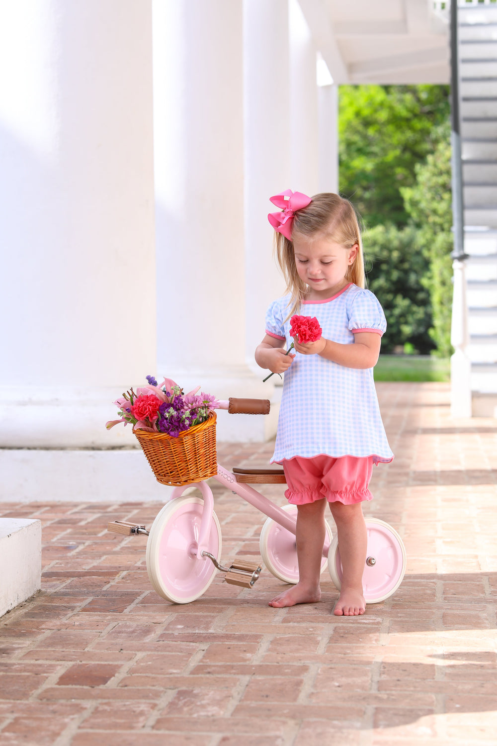 Cecilia Girls Bloomer Set- Light Blue Gingham/Pink, That Store, chidl 1