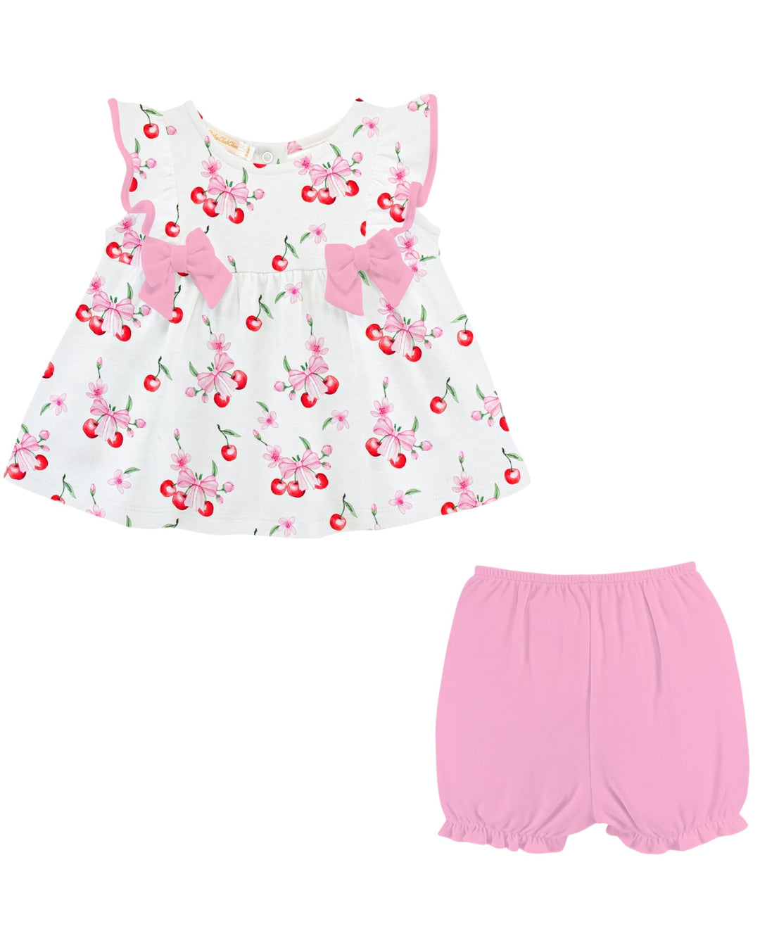 Cherry With Bows Printed Girls Bloomer Set, That Store, front