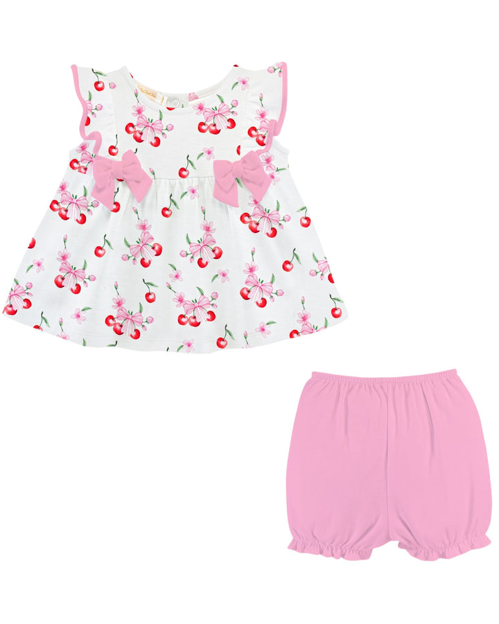 Cherry With Bows Printed Girls Bloomer Set, That Store, front