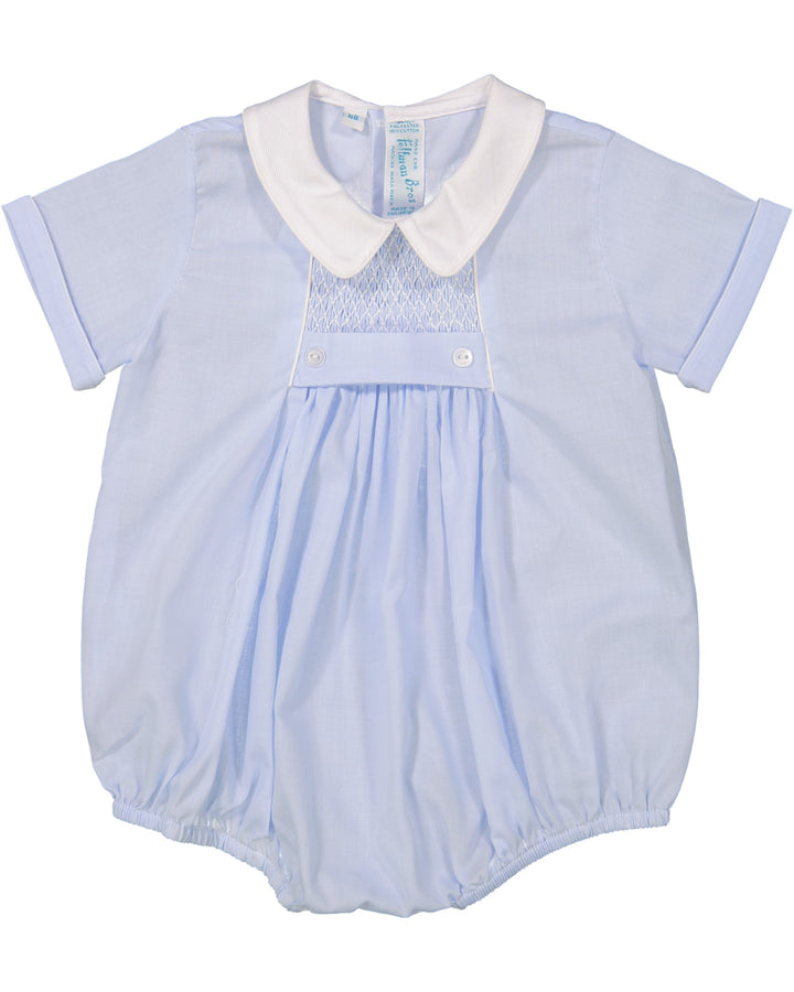 Chevron Smocked Blue Boys Creeper
