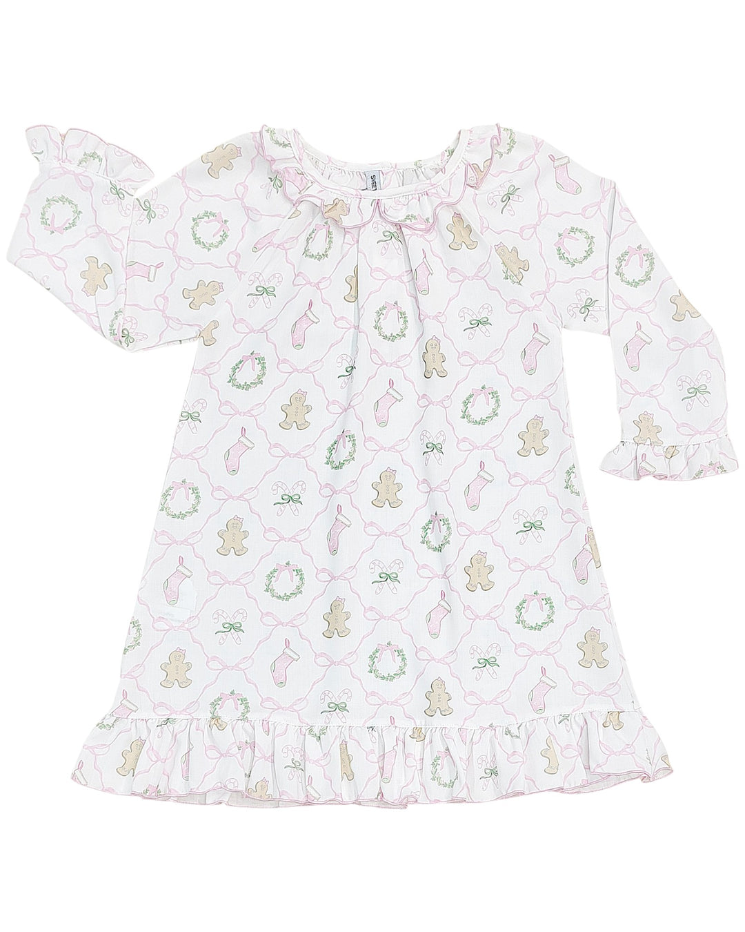 White dress with festive pattern on a white background