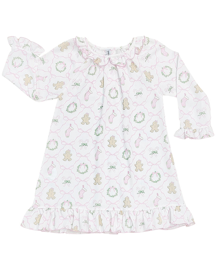 White dress with festive pattern on a white background