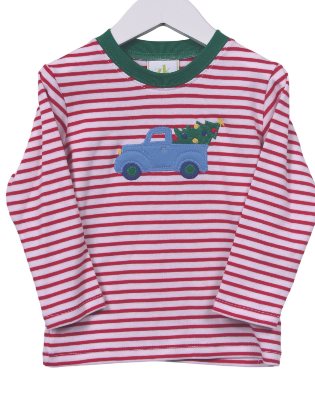 Christmas Truck & Tree Red Stripe Knit Boy's Shirt, Shop That Store
