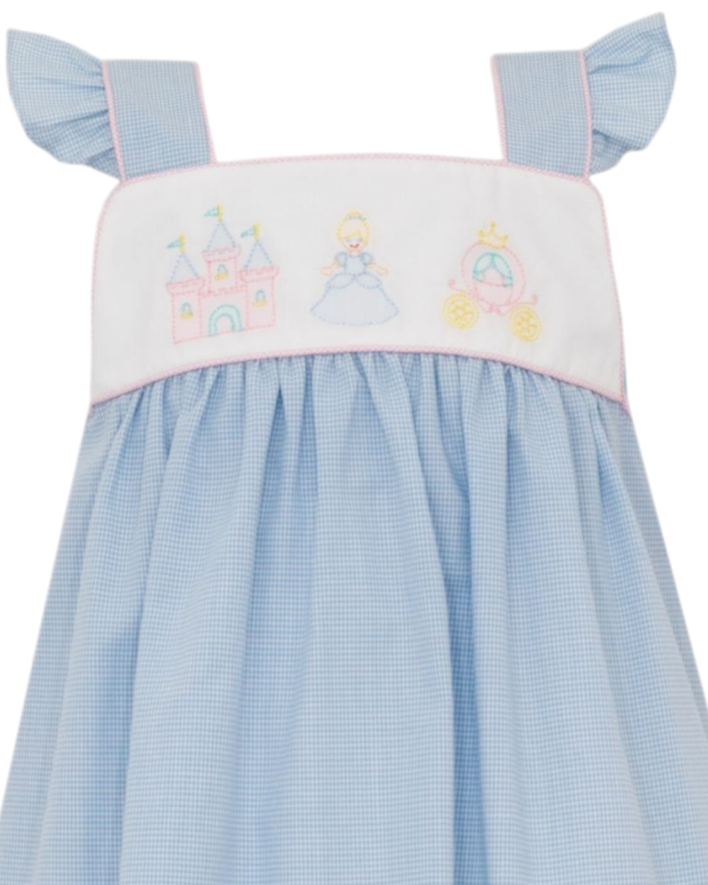 Cinderella Embroidered Sundress Blue Check, That Store, close