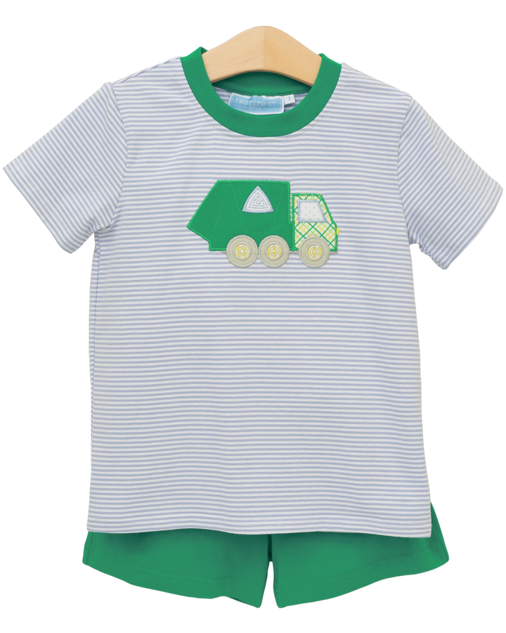 Clean Up Crew Applique Green Boys Short Set *PRE-ORDER