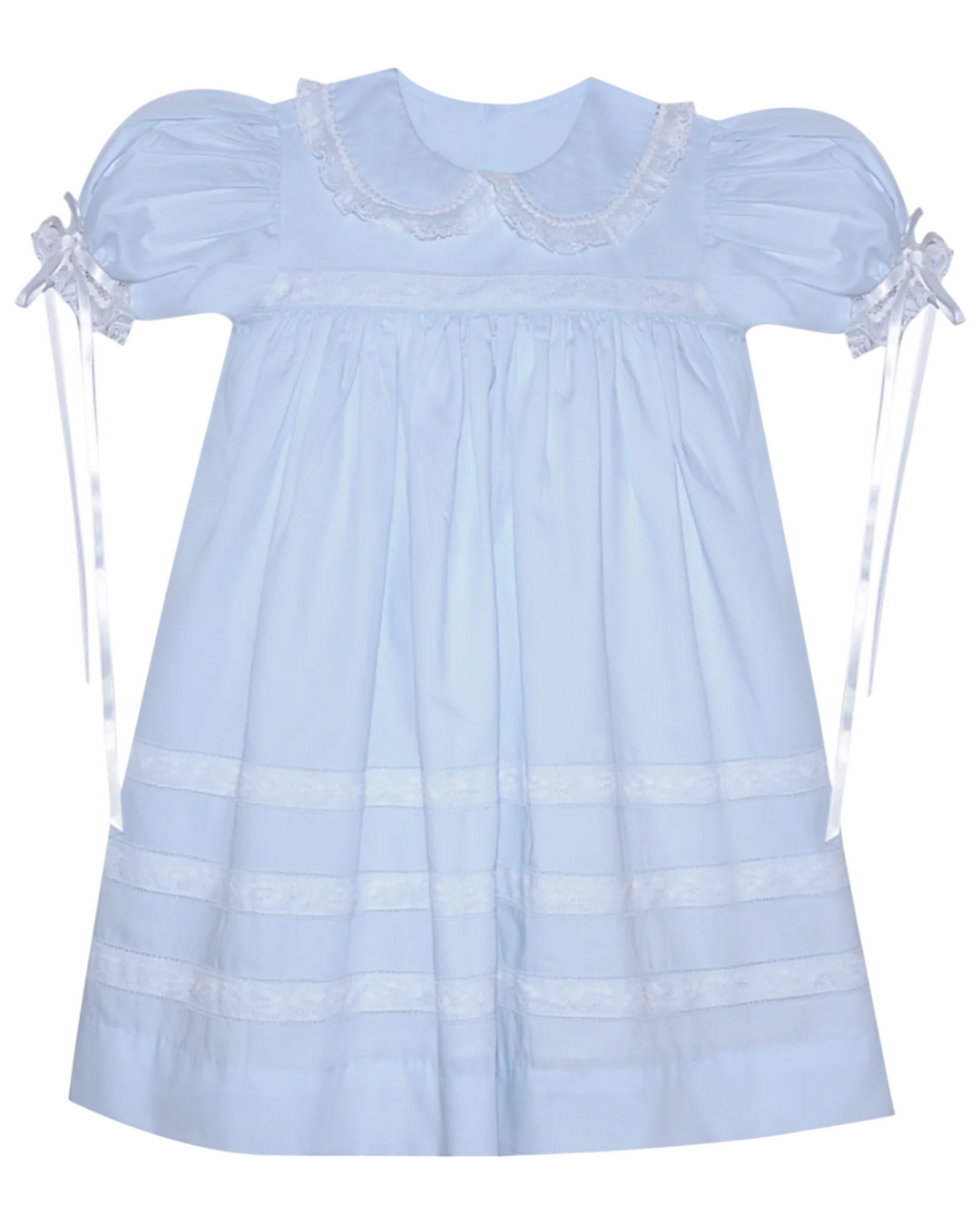 Constance Blue with White Lace Heirloom Dress 3t Constance Blue with White Lace Heirloom Dress 3t