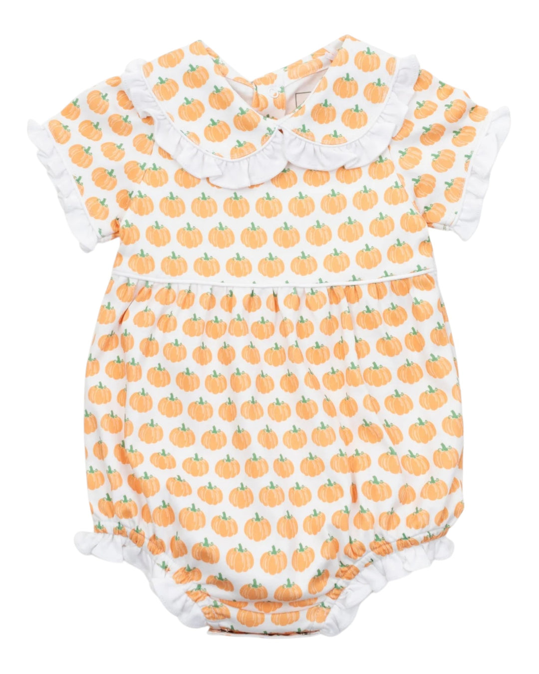 Baby romper with pumpkin pattern on a white background