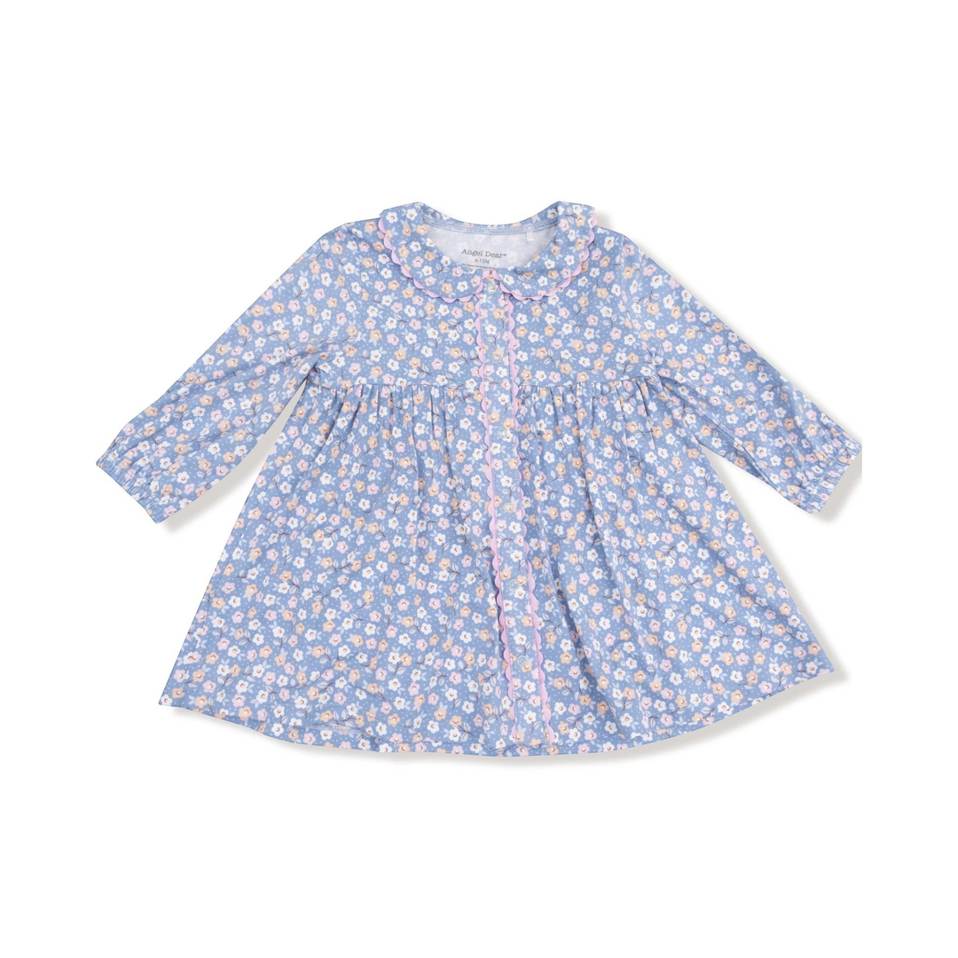 Country Girl Floral - Simple L/s Peter Pan Collar Dress + Diaper Cover