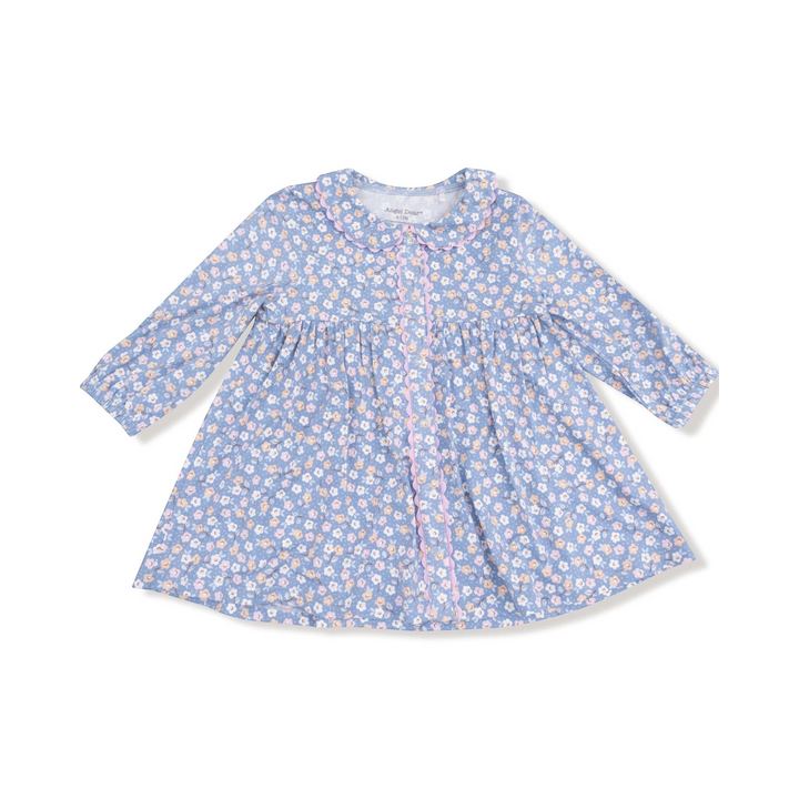 Country Girl Floral - Simple L/s Peter Pan Collar Dress + Diaper Cover