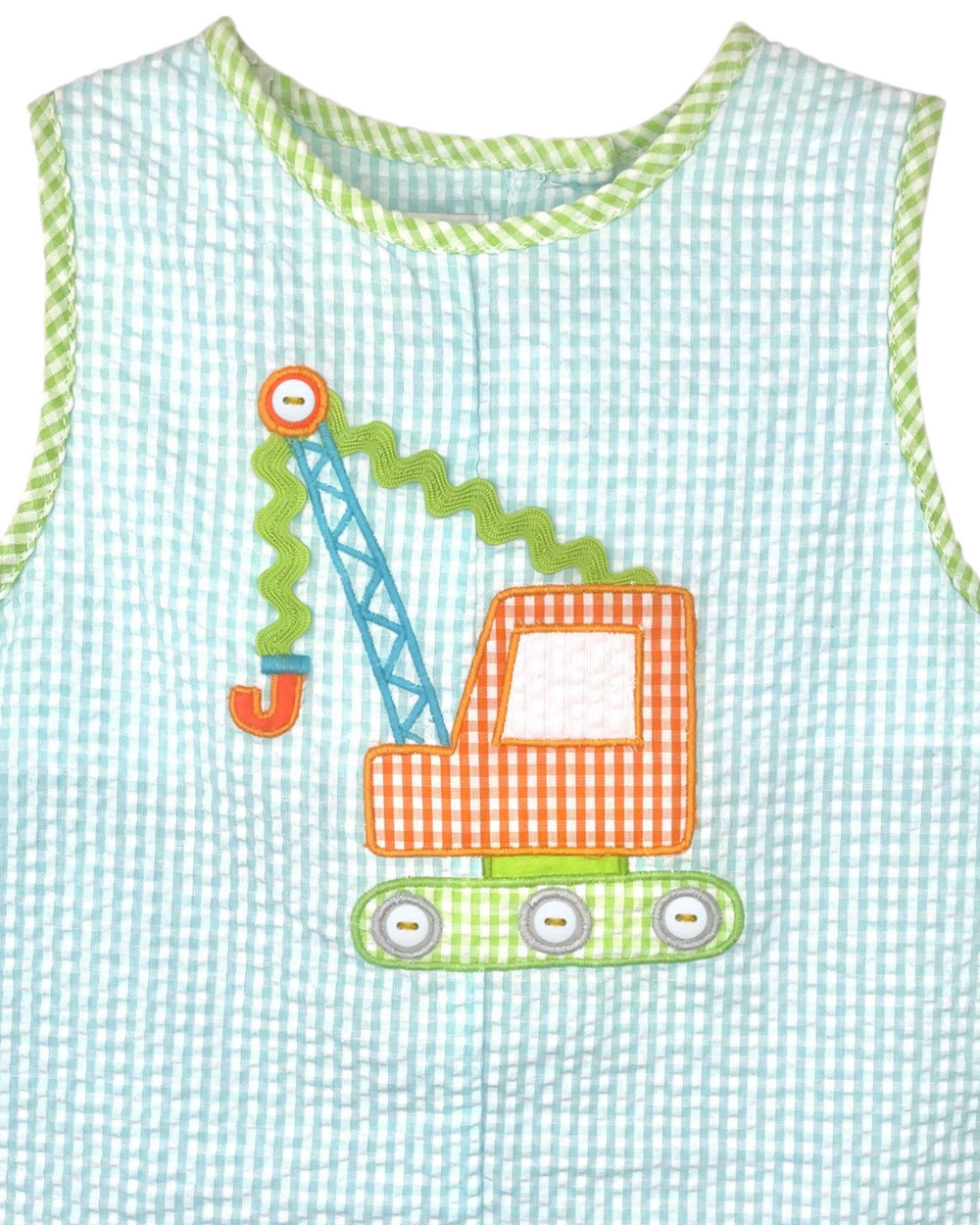 Crane Applique Boys Aqua Seersucker Jon Jon, Shop That Store,  close up