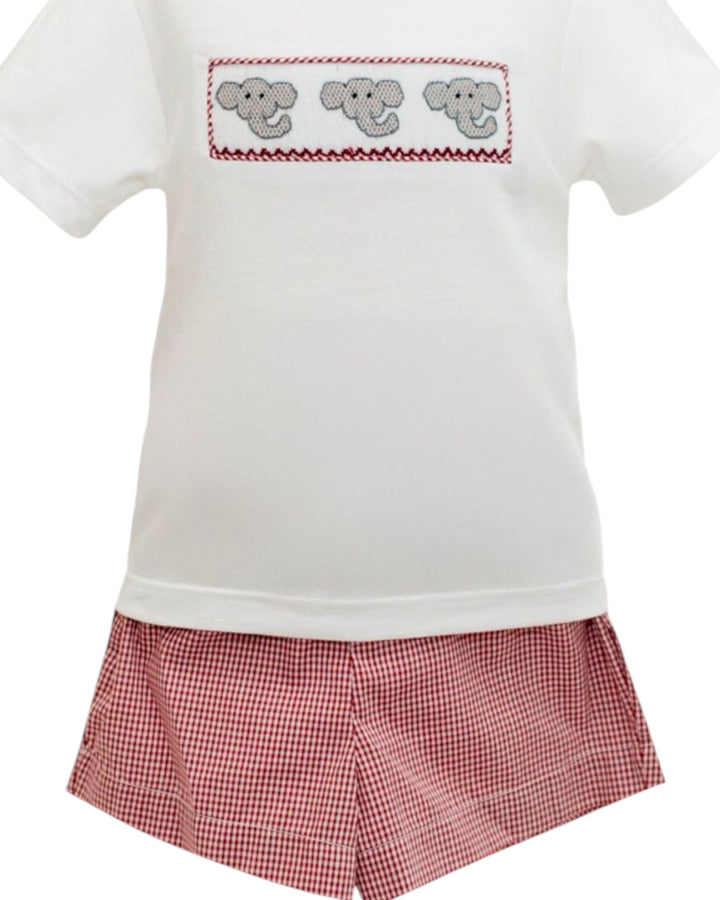 Crimson Elephant Smock Short Set, That store, close up
