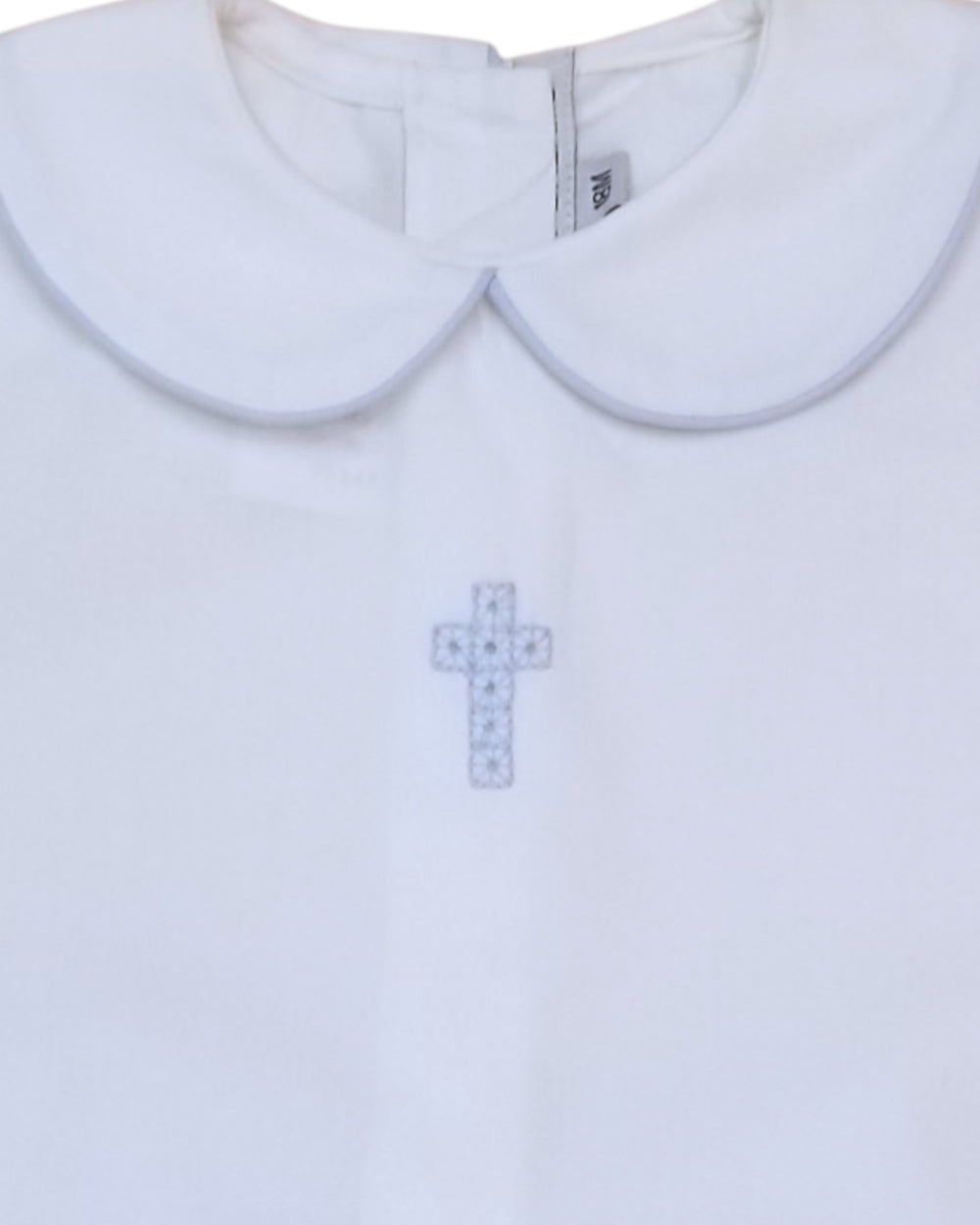 Light blue shirt with a cross design on a white background