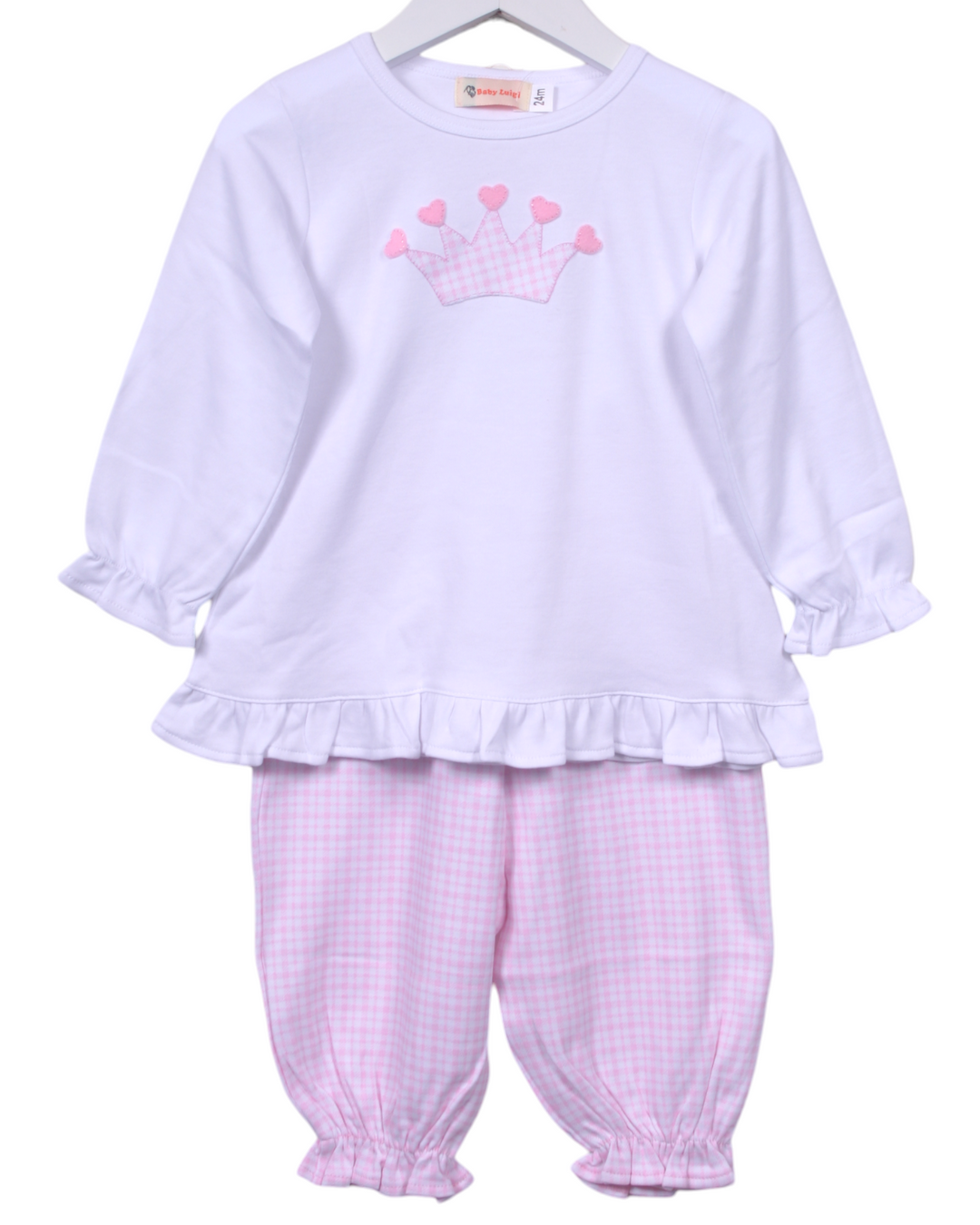 Crown with Hearts Applique Pink Check Bloomer Pant Set, Shop That Store