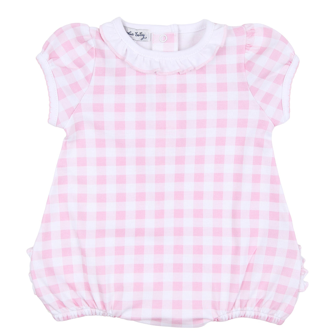 Baby Check Pink Girls Bubble, front