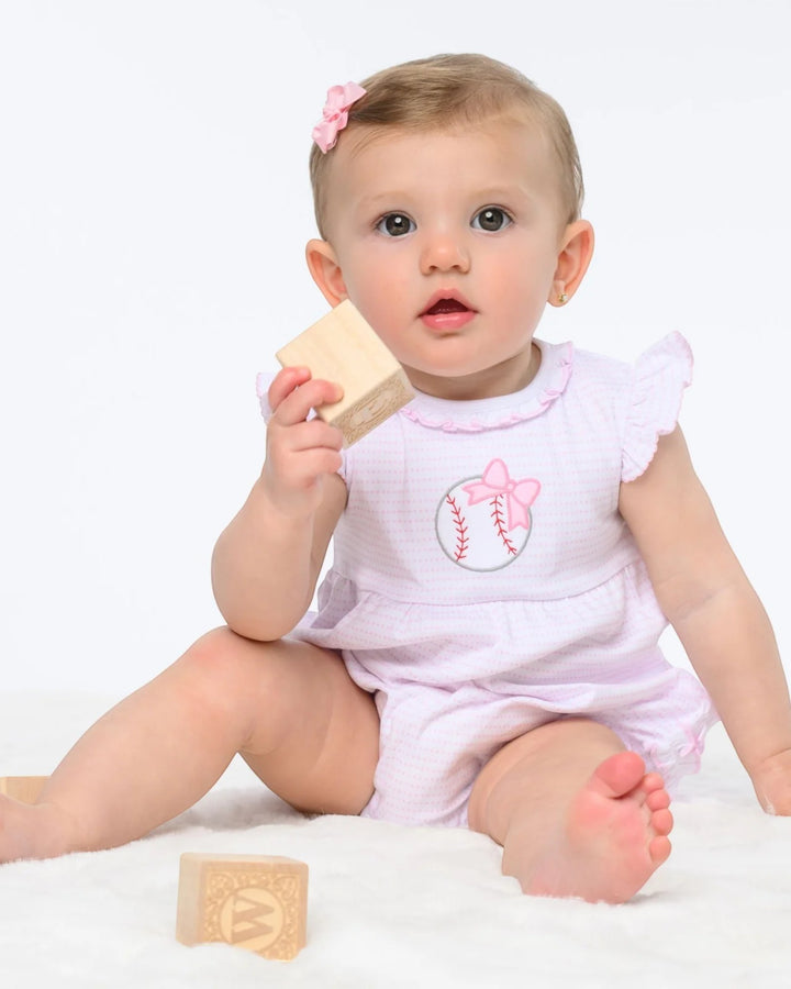 Tiny Slugger Applique Pink Ruffle Flutters Bubble