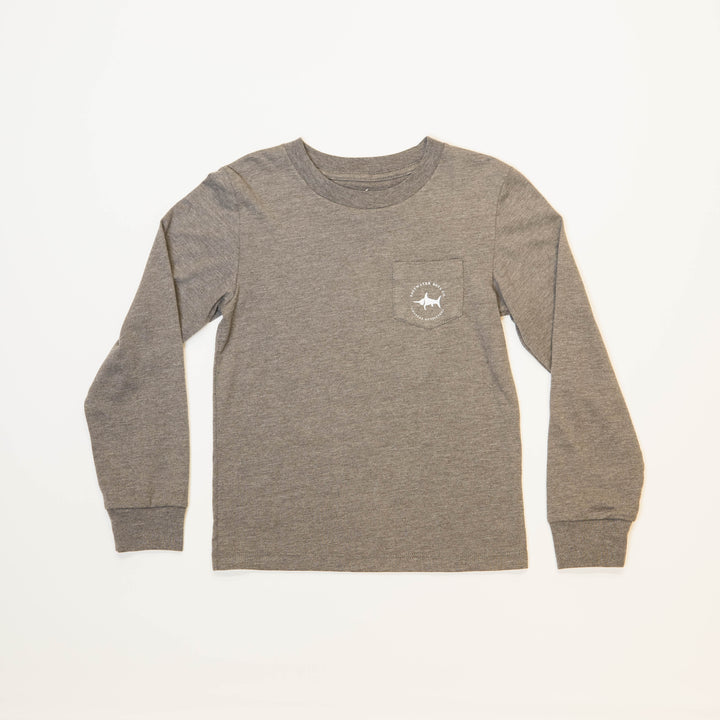 Heather Brown Long Sleeve Boys Tee with Hunt Scene