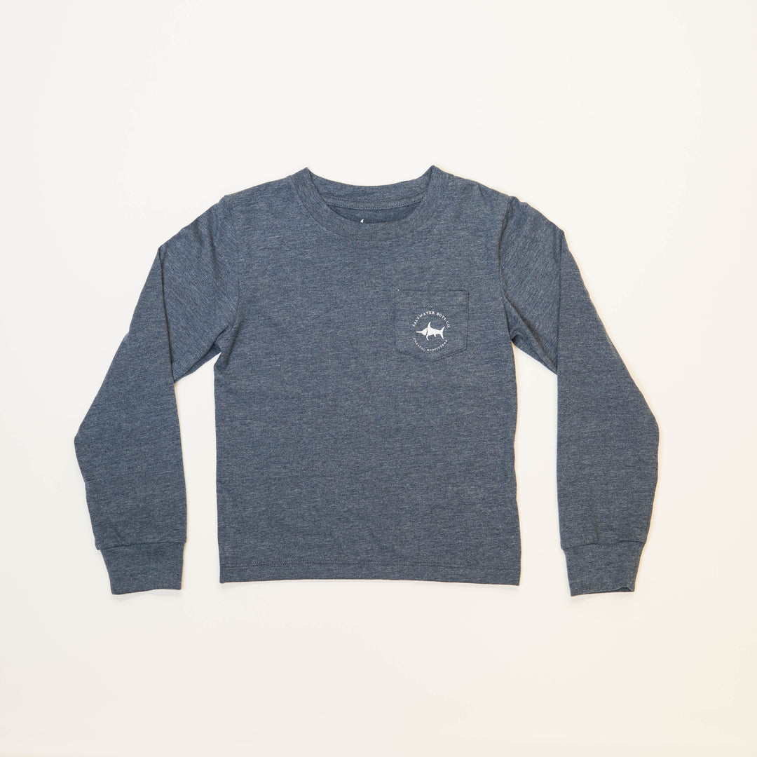 Heather Blue Long Sleeve Boys Tee with Deer