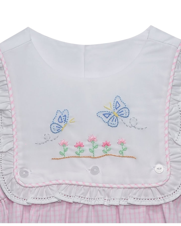 Butterfly Breeze Embroidered  Pink Logan Girl Bubble