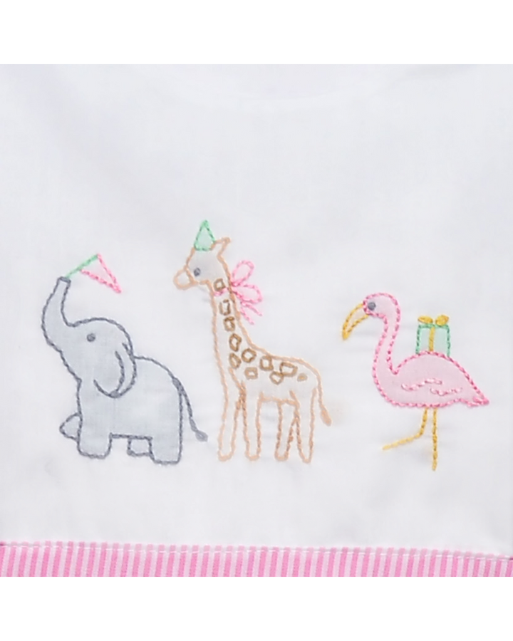 Party Animals Embroidered Greer Dress- Pink Stripe