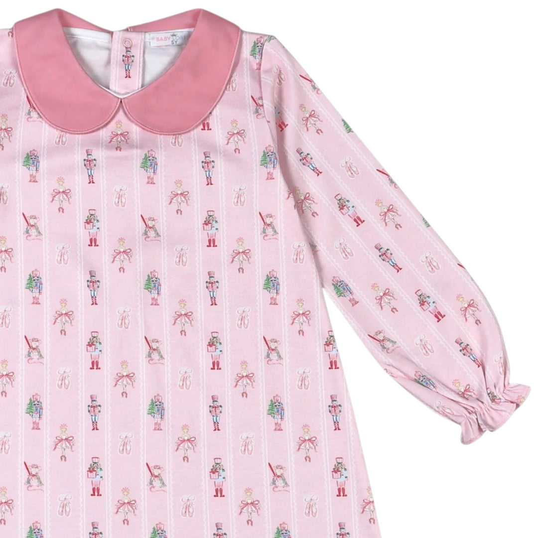 Pink Nutcracker Pima Scallop Collar Dress