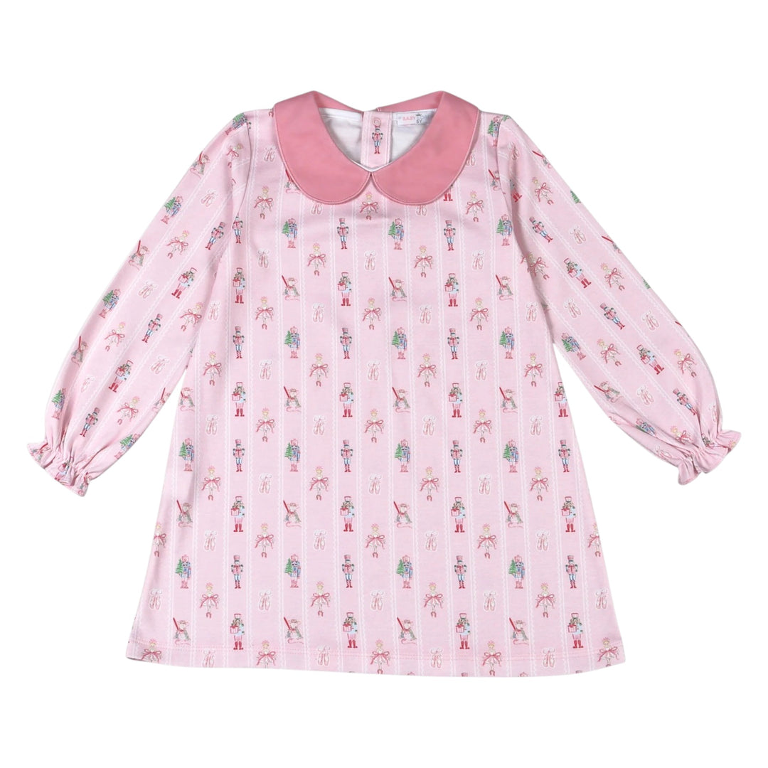 Pink Nutcracker Pima Scallop Collar Dress