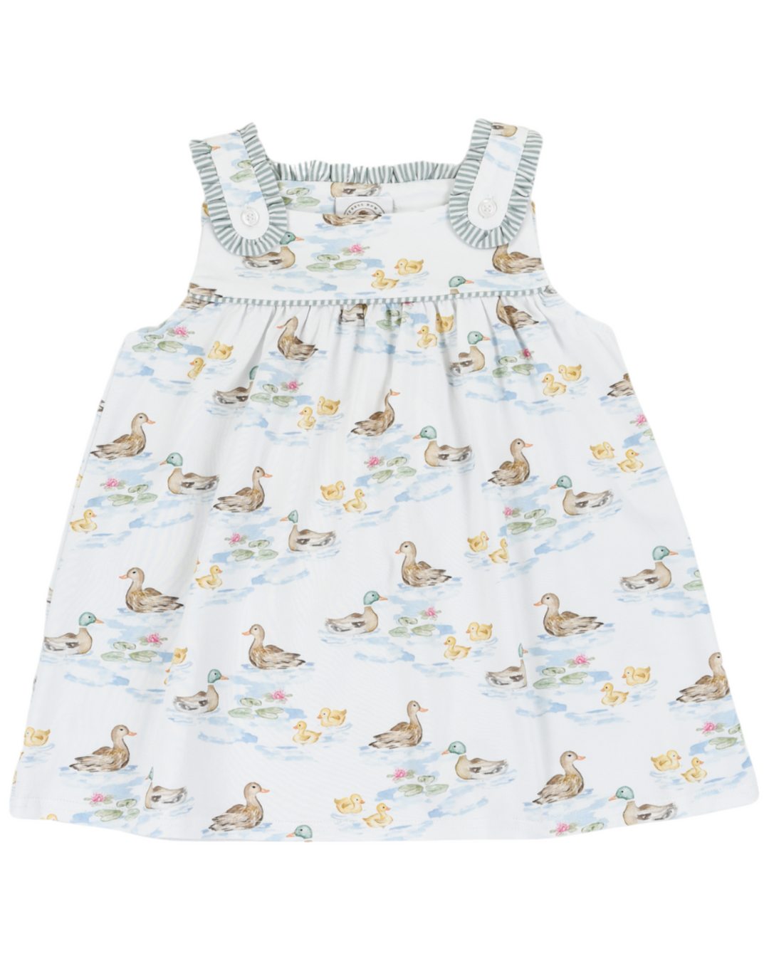 Darling Ducks Girls Green Stripe Dress, That Store, front
