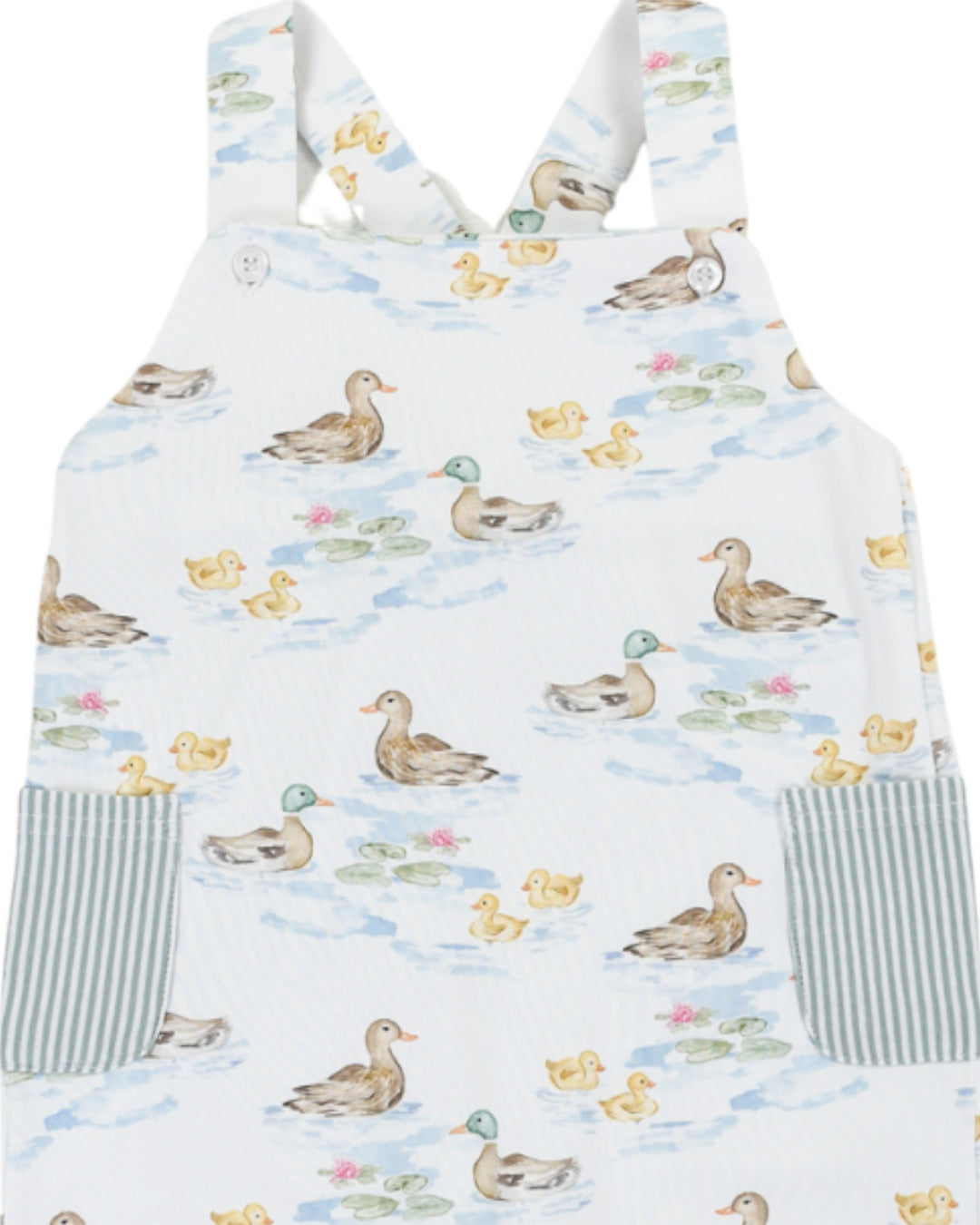 Baby dress with duck pattern on a white background