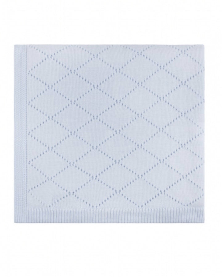 Diamond Pointelle Knit Blanket: Blue