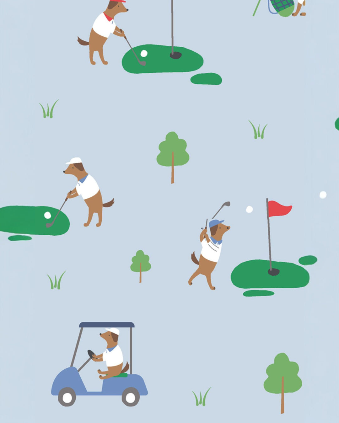 Dog Gone Golf - Blue - 2 Way Zipper Footie, That Store, fabric
