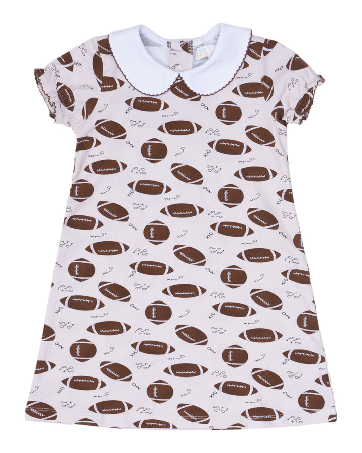 Children's dress with football pattern on a white background