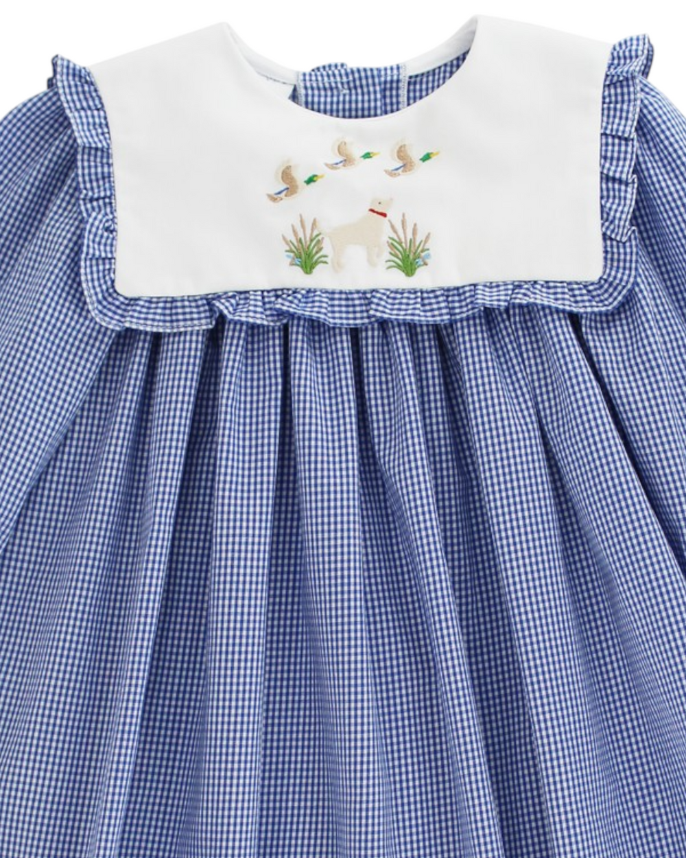 Duck Hunting Dessy Blue Check Dress, That Store, close up