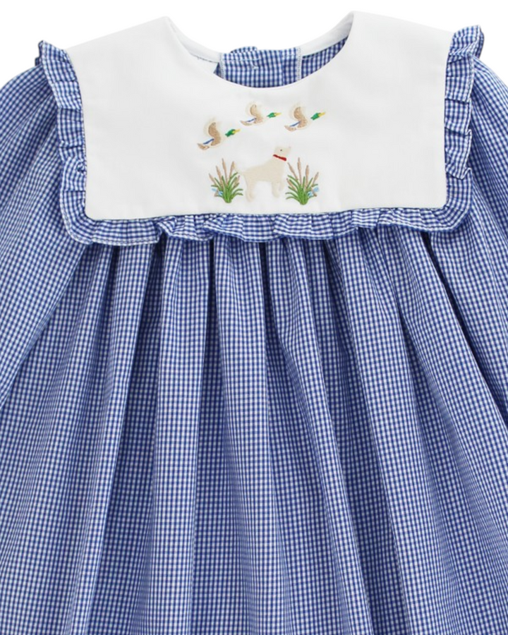 Duck Hunting Dessy Blue Check Dress, That Store, close up