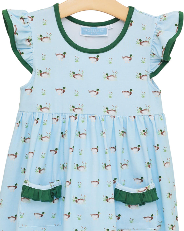 Ducks in a Row Green & Blue Girls Dress, that store, close