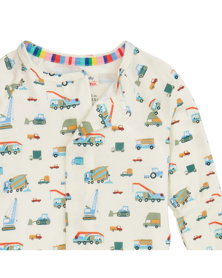 Long-sleeve shirt with truck pattern on a white background